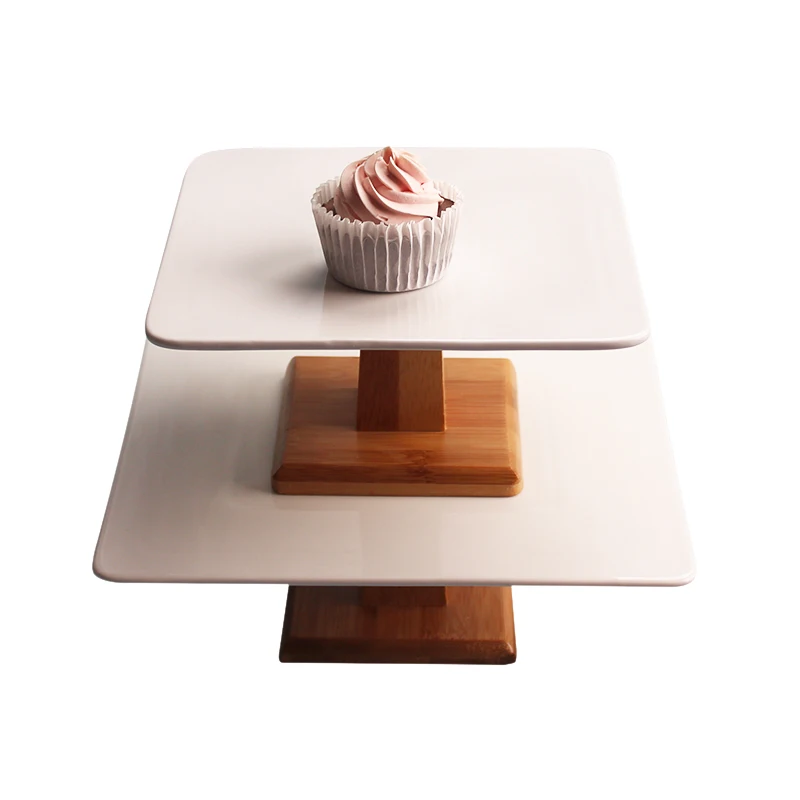 Квадратная керамическая подставка для торта Деревянная Подставка для десерта подставка для кексов и конфет подставка для выпечки украшения свадебной вечеринки
