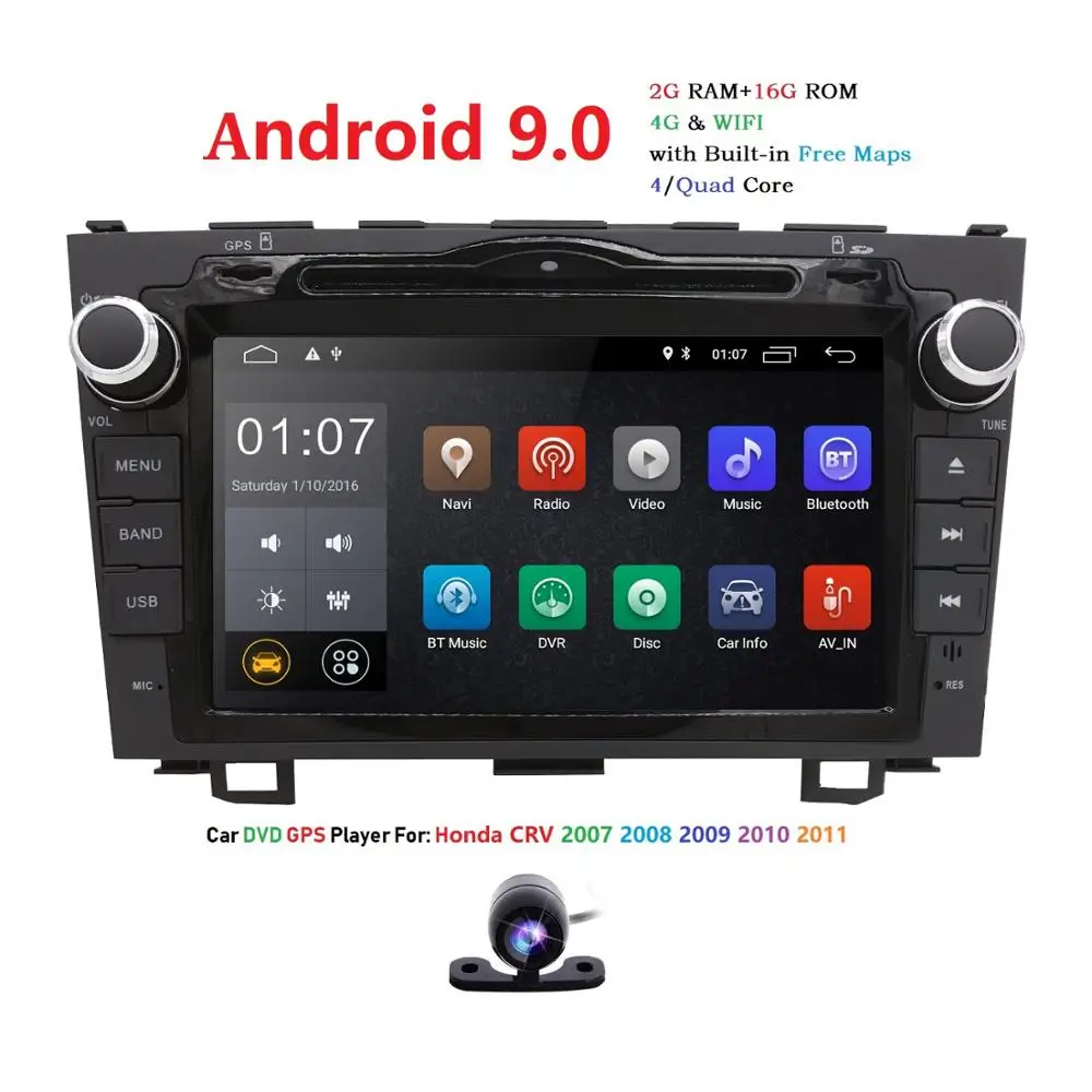 4G gps навигация Android 9,0 для HONDA CRV CR-V 2006-2011 2din dvd-плеер автомобиля стерео радио HD 1024*600+ камера+ карты