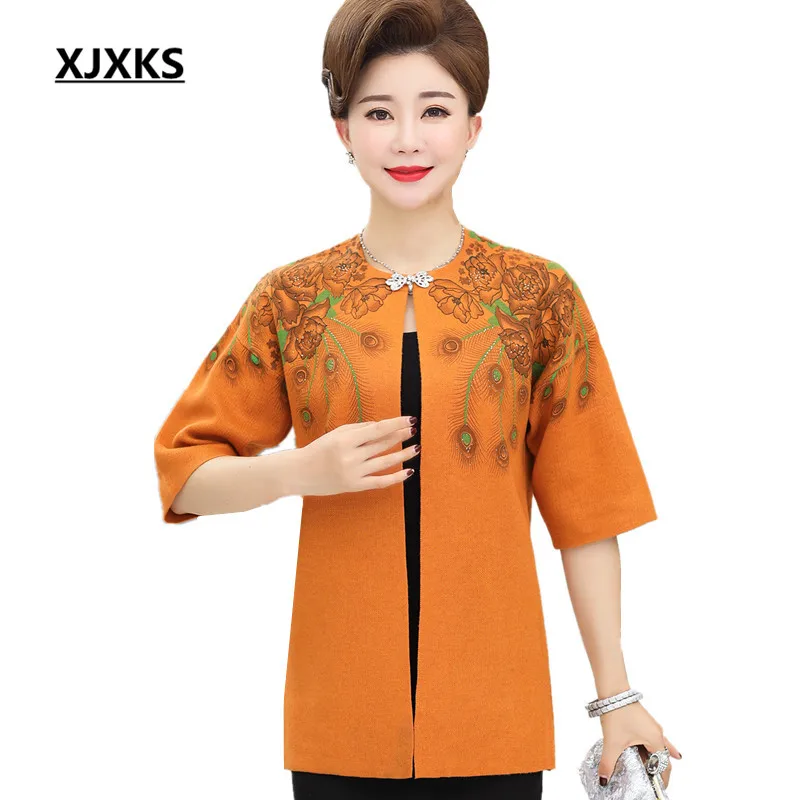 Moitié Femmes Manteaux Orange rouge Seul Bouton rose Belle Bleu Plus Manches De Taille Vêtements Manteau Imprimer La Laine Xjxks marine Fleurs Mélanges Mère Lâche dEq1Ad
