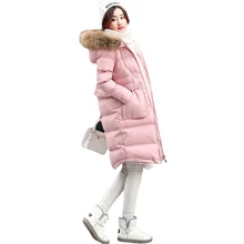 2016winter new of the long section hooded raccoon fur collar coat thick warm padded jacket female
