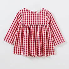 Новинка; сезон весна-осень; Детские хлопковые платья в клетку; Повседневное платье с длинными рукавами для маленьких девочек; vestido infantil; Детский костюм; От 0 до 4 лет для малышей