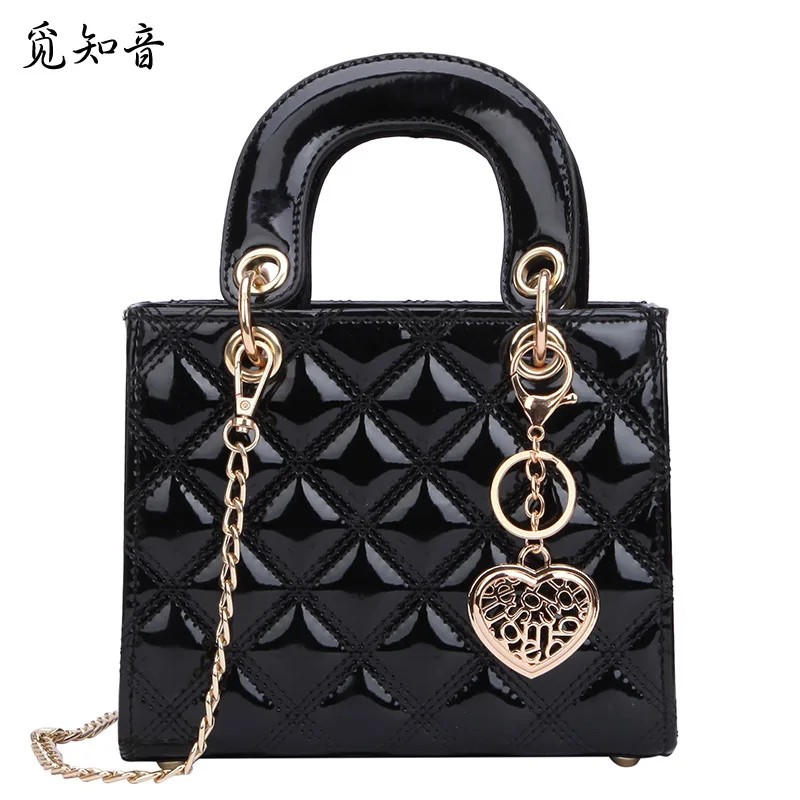 

Luxury Brand Tote Bag 2019 Fashion New High Quality Patent Leather Women's Designer Handbag Lingge Chain Shoulder Messenger Bag