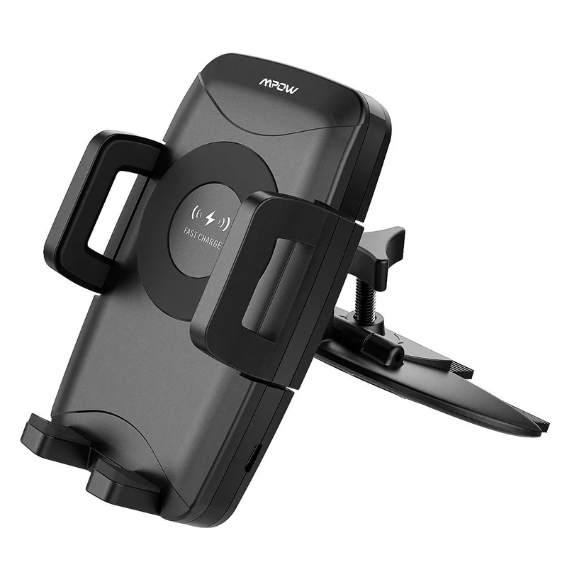 VicTsing Qi Fast Wireless Charger CD Slot Car Phone Mount Auto Charging Powers Universal Car Phone Holder for iPhone X 8 7 6 6S  (3)