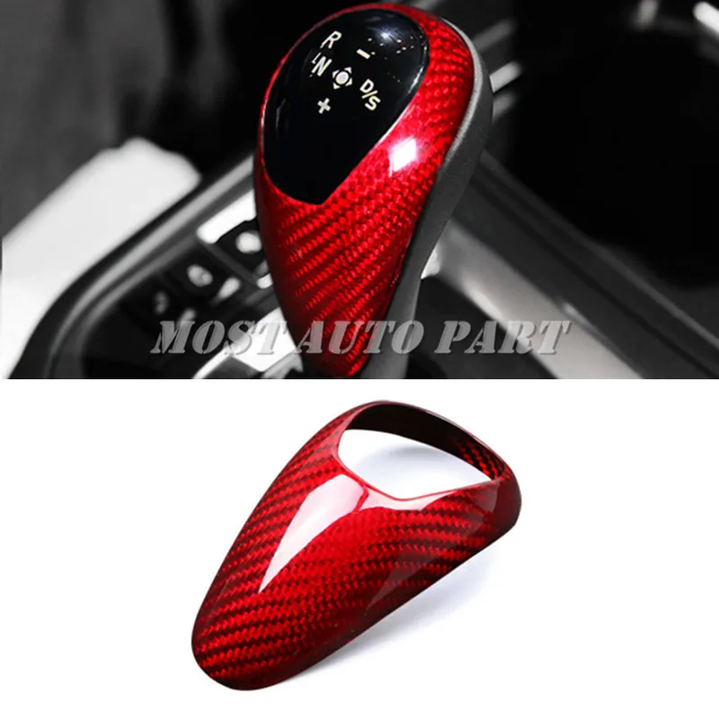 cheap Carbon Fiber Console Gear Shift Knob Trim Cover For BMW M5 M6 F10 F12 2011 2016 Red Black