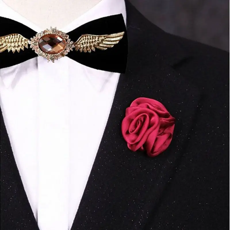Silk Flower Brooches Rose Cluster Floral Men Lapel Pins for Men Suits Jewelryin Brooches from