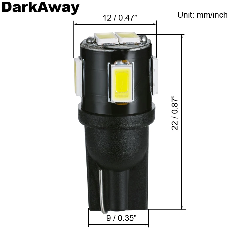 T10 LED Bulb 7 T10-5630-6WFPC DarkAway