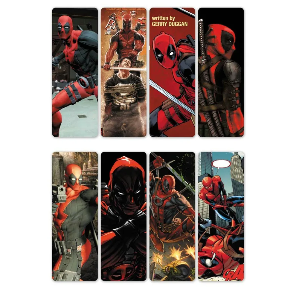

8pcs Movie Deadpool Bookmarks Waterproof Transparent PVC Plastic Bookmark Beautiful Book Marks Gift