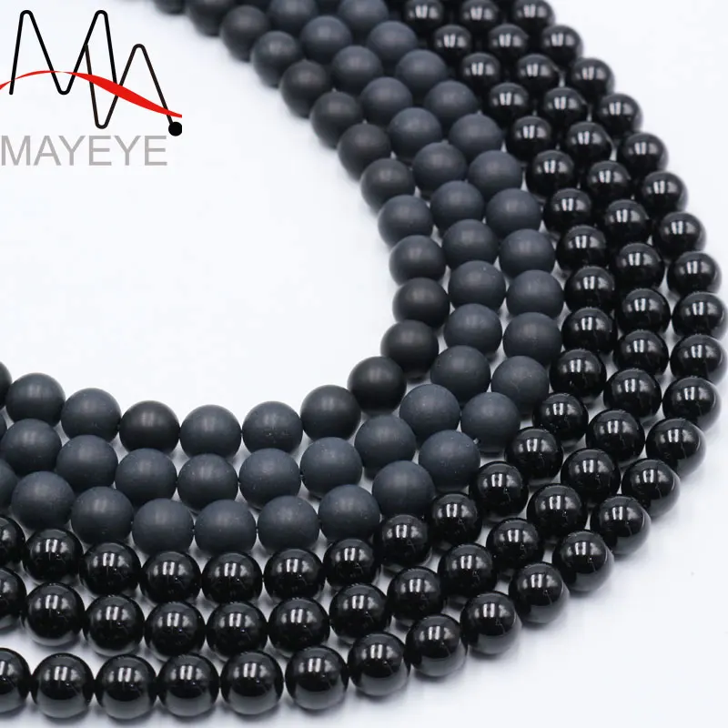 

Free shipping Natural black onyx loose beads for Jewelery making Accessory GEM Stone Mayeye matte black onyx 15inches