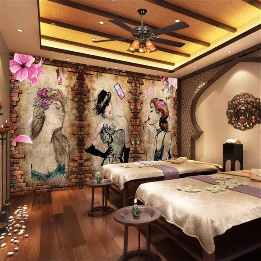 Beibehang пользовательские обои 3d Фреска корейский полуперманентный макияж тату магазин красота МАГАЗИН ногтей фон Обои фреска
