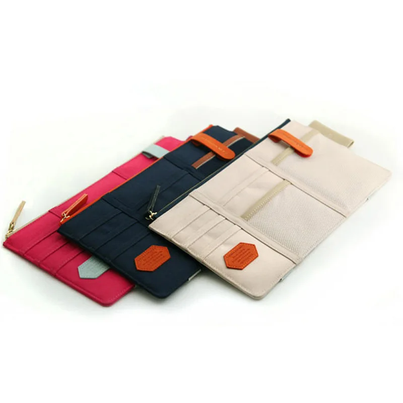 

New Solid Shade Baffle for Card Phone Pen Storage Pouch Car Travel Card Holder Wallet Storage Package Zipper Travel Accessories