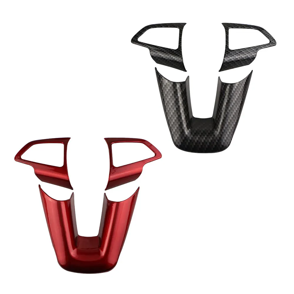 

CARBON FIBER / RED ABS Chrome Car Steering Wheel 3 6 9 O'clock Decoration Trim Stickers for Ford Ecosport 2017 2018 Accessories
