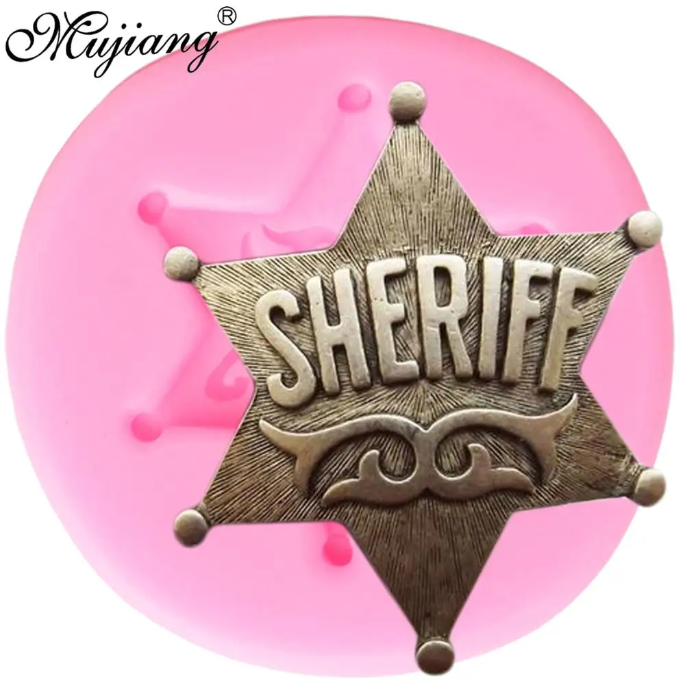 

Sheriff Badge Silicone Molds Cookie Baking Fondant Mold DIY Baby Birthday Cake Decorating Tools Fimo Clay Candy Chocolate Moulds