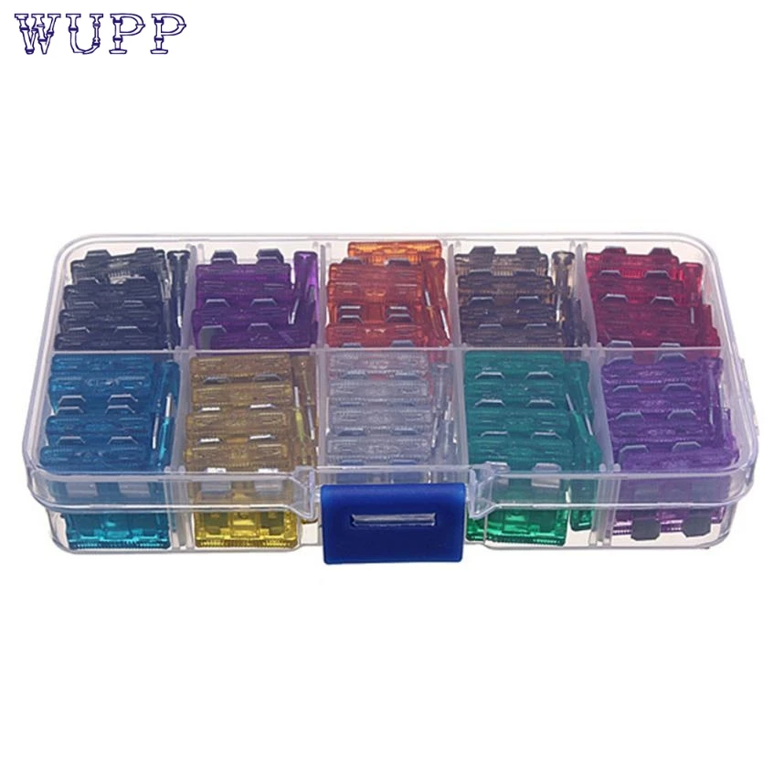 

WUPP 100 pcs Fuse Kit APM ATM 2A 3A 5A 7.5A 10A 15A 20A 25A 30A 35A + BoX Jul.11