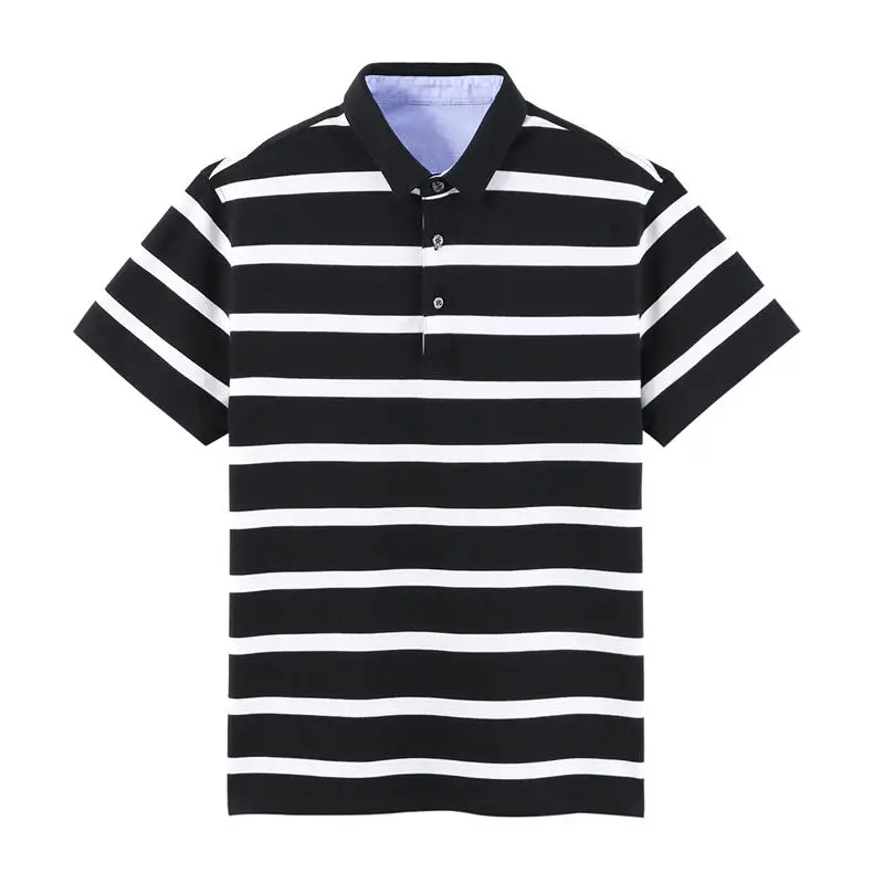 Quality Striped Polo Male Men PolosSummer Short Sleeve Sweater Knitted Pullover Polo Collar Fashion Tees Plus Size Drop-Shipping 01