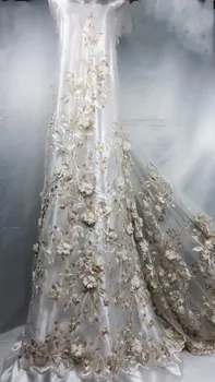 

Best Selling French Net Lace Fabric 2017 Latest African Guipure Lace Fabric With beaded Mesh Tulle Lace Fabric For Bridal ju5-1