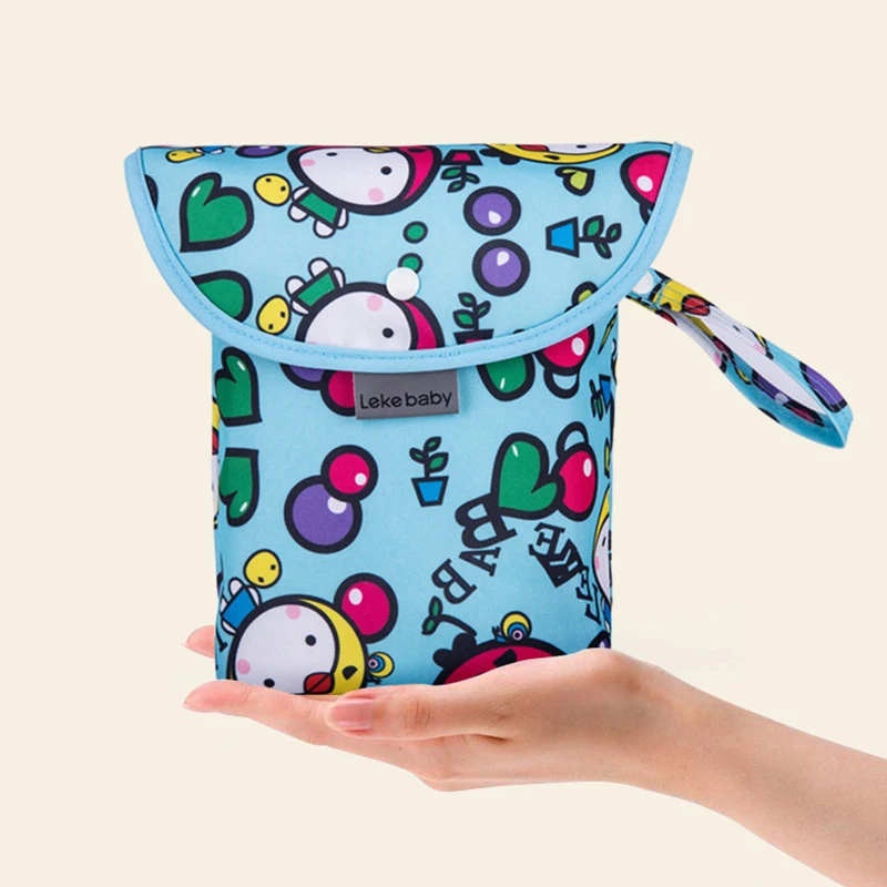 

Waterproof Reusable Wet Bag Printed Pocket Nappy Bags Oxford Travel Wet Dry Bags Mini Size 21x8cm Diaper Bag