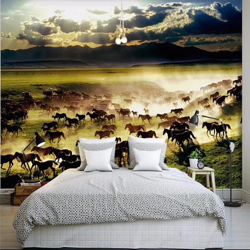 3D-wall-wallpaper-living-room-Prairie-Restaurant-Cafe-Bar-KTV-running-horses-wall-covering-wall-panel (2)