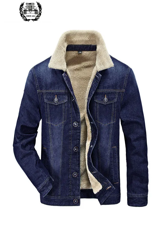 

Winter Fleece Turn Down Collar Denim Jackets Cotton Coats Parkas Down Thicken Casual Plus Size Military Jackets Coat Business