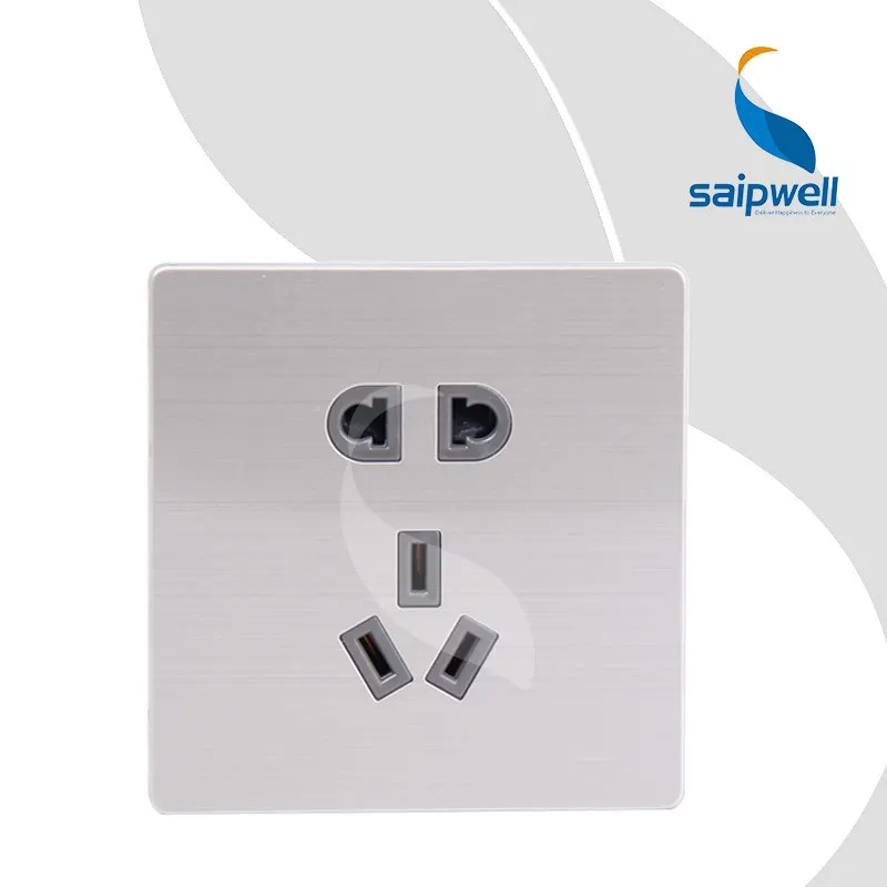 AC 250V 10A European Voltage wall mounted luxury Brushed aluminum 2 and