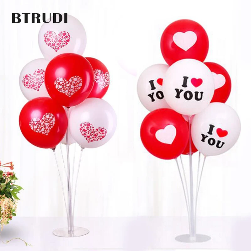 

BTRUDI 30pcs balloon+1suit base/lot kiss me Latex Balloons printed Ballons valentine's day Wedding party supplies