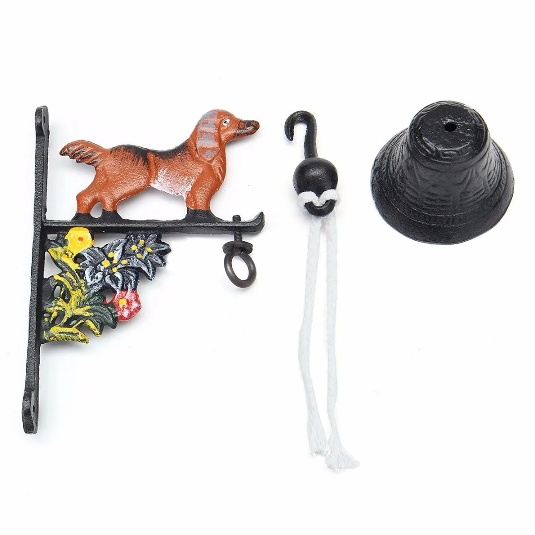 Vintage Style Rusted Dog Cast Iron Door Bell Wall Mounted Garden Decoration Access Control NEW