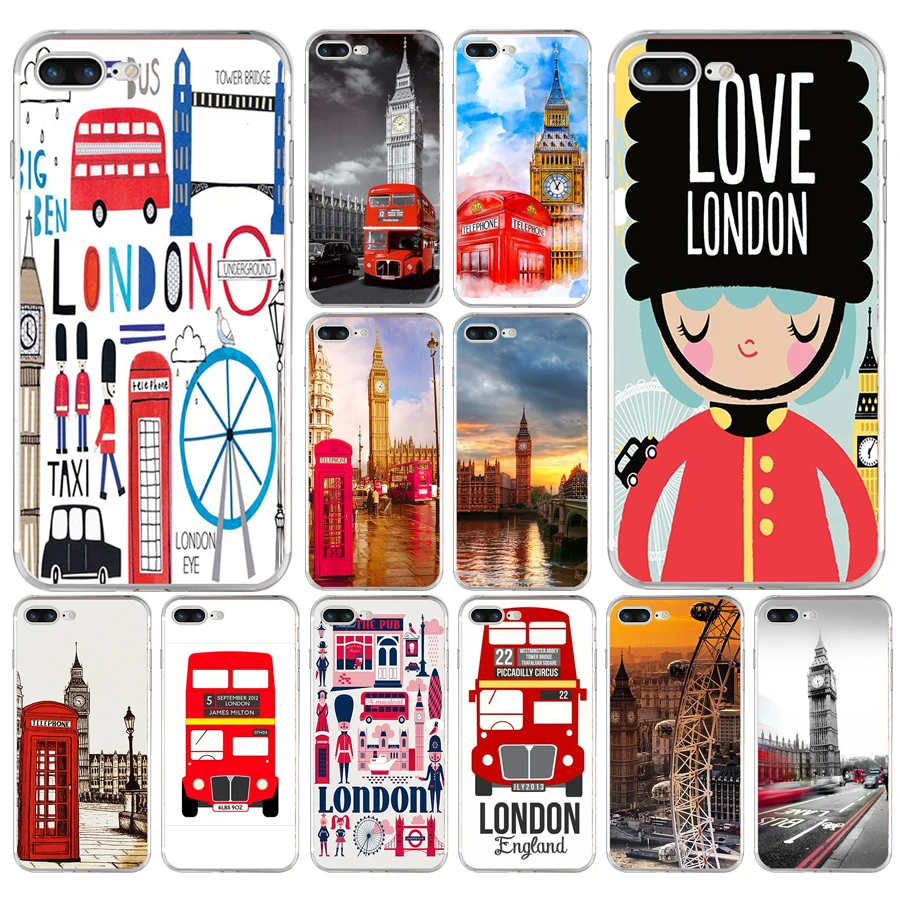 119H London Big Ben Bus Custodia Morbida In Silicone Tpu Per Custodia Apple Iphone 6 6S 7 8 Plus