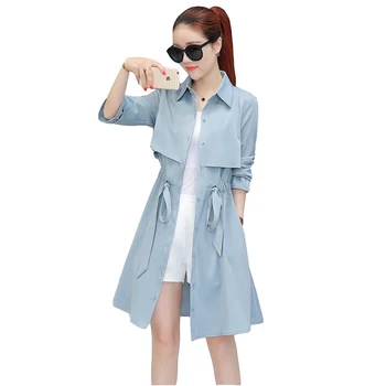 

2020 High quality Fashion Autumn Women Long Windbreaker Coats Casual Drawstring Long Sleeve Spring Women's Cloak Trench Coat