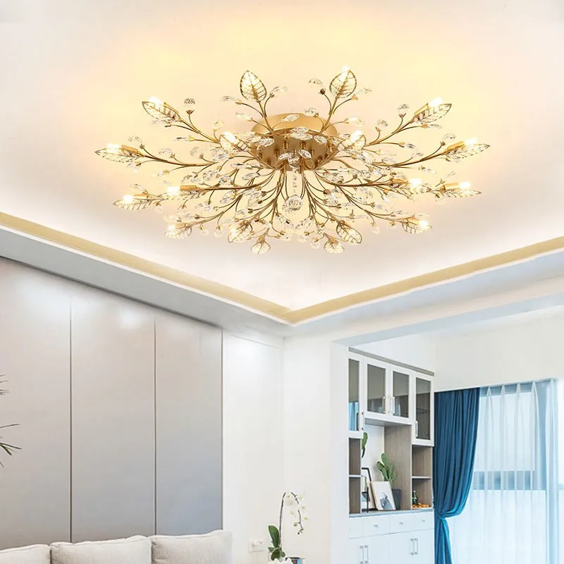 

Modern LED Crystal Chandelier Ceiling Lamps G9 Gold Black Luxury Lustre Luminaire For Living Room AC110V 220V lighting Fixture