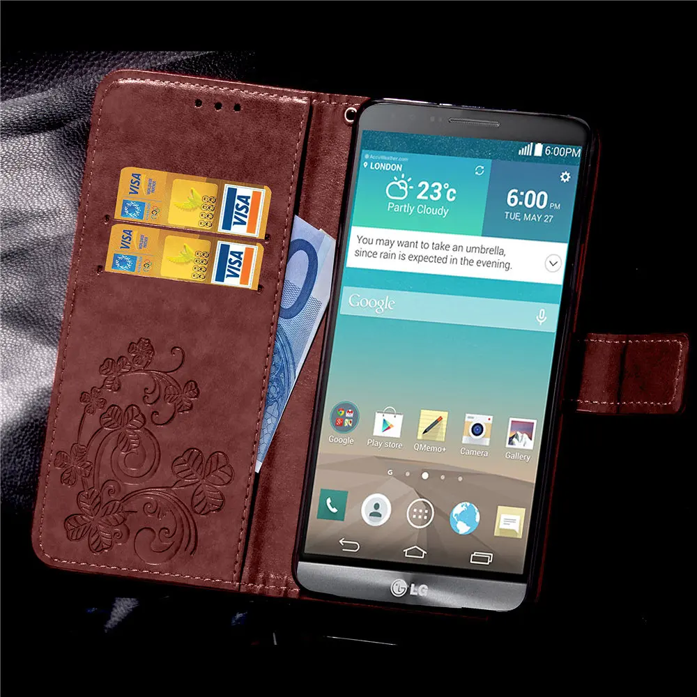 LG3 Case New Style Emboss Leather for LG G3 Flip Cover Stand Card Slot ...