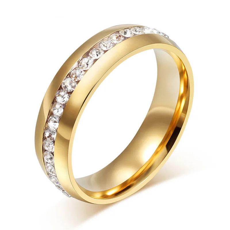 Modyle 2019 New Fashion One Row Crystal Rings for Women Gold /Silver Color Stainless Steel Wedding Jewelry