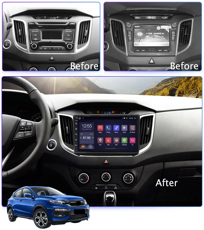 Top 2G RAM 32G ROM 10.1 Inch Android 8.1 GPS Navigation for Hyundai IX25 2014-2018 Stereo System 1