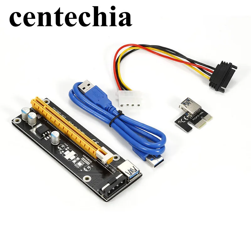 USB 3.0 PCI-E Express 1x To 16x Extender Riser Card Adapter with 15pin to 4PIN Power SATA Cable For BTC bitcoin mining device