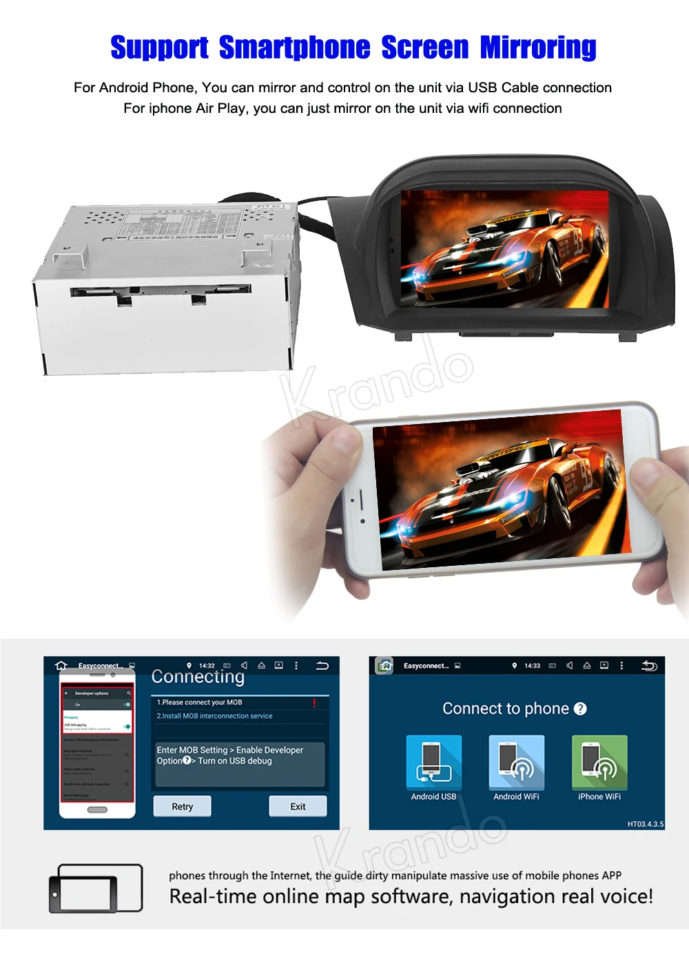 Sale Krando 7" Android 9.0 car navigation multimedia system for Ford Fiesta 2013-2016 audio radio gps dvd player WIFI 3G DAB+ 4