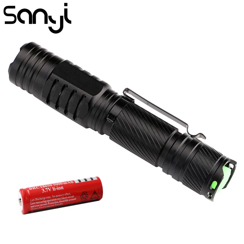 

SANYI T6 LED Torch Flashlights For Camping By 18650 Lanterna 2000LM Self Defense Tactical Lighting Portable Lamp