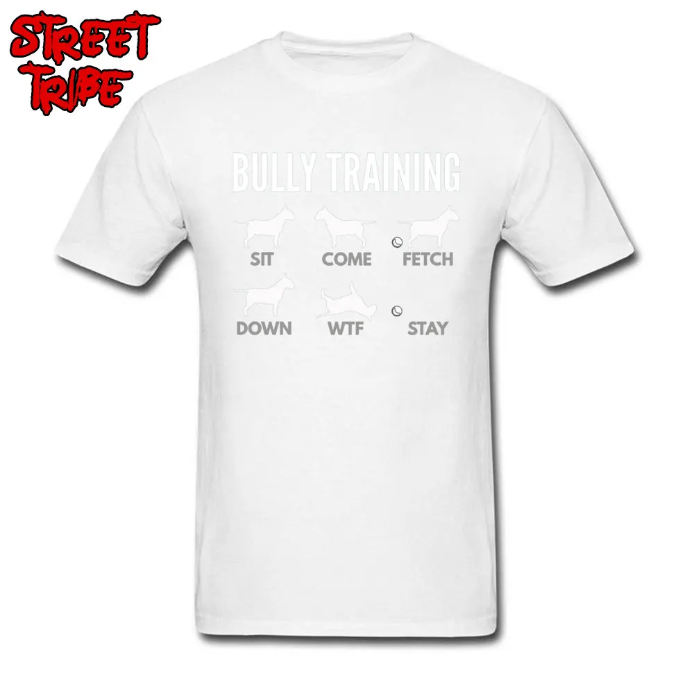Coupons Men's T Shirt Round Neck Short Sleeve Cotton Gift Tops Shirts Party Tops T Shirt Top Quality English Bull Terrier Bully Training 13174 white
