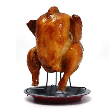 

Creative Can Chicken Turkey Roaster Oven Rotisserie BBQ Grill Rack Stand Holder Tray Turkey Vertical Poultry Roaster Rack Tool