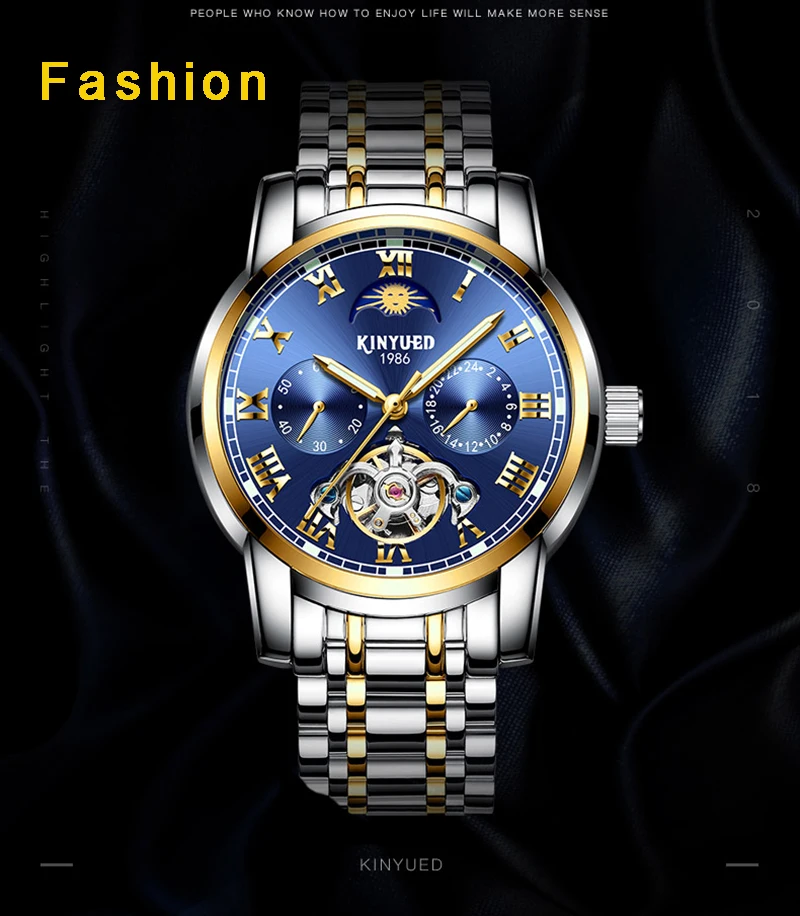 Original Top Brand Mens Business Watches Luminous Hands Skeleton Tourbillon Automatic Watch Mechanical Moon Phase Montre Homme (5)