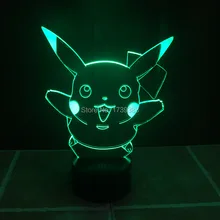 Color changing Flashing touch sensor control Pokemon Go pikachu Arcylic 3D LED Night Light USB 3D LED Pokemon birthday Lamps