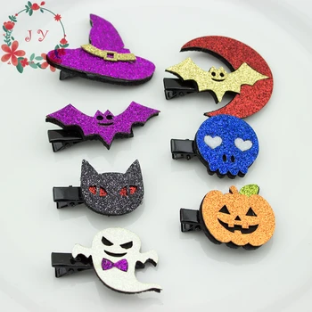 

14pcs Handmade Glitter Halloween Hair Clips ( Wizard Hat, Bat, Cat, Ghost, Skull, Pumpkin ) for Baby Halloween Party Decor