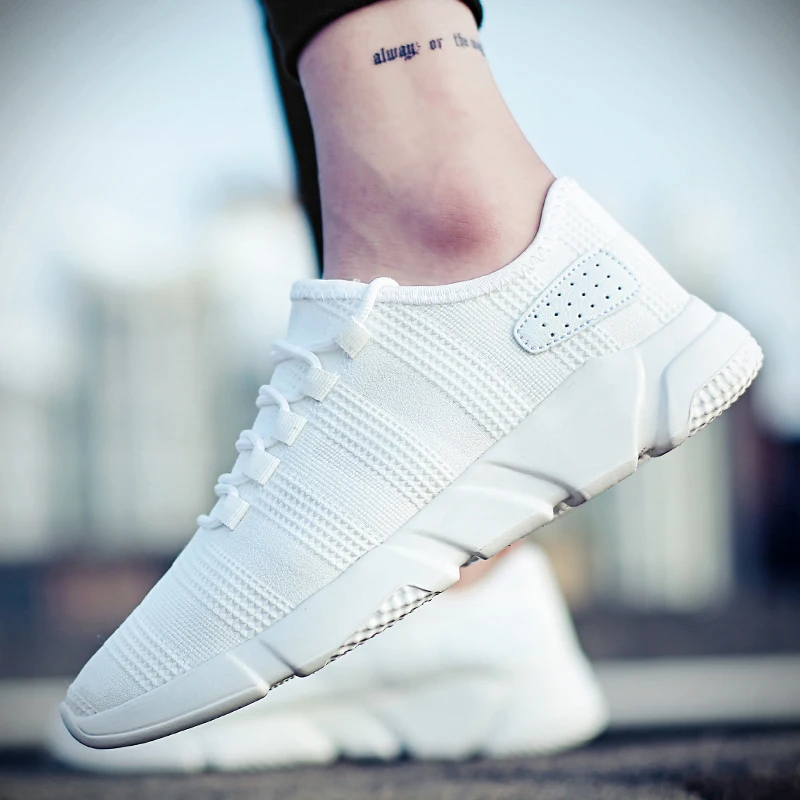 

Cheap Quality Mens Running Sneaker Shoes Male Breathable Weave LifeStyle Sports Shoes Outdoor Youth Brief Boys White Shoes Cool