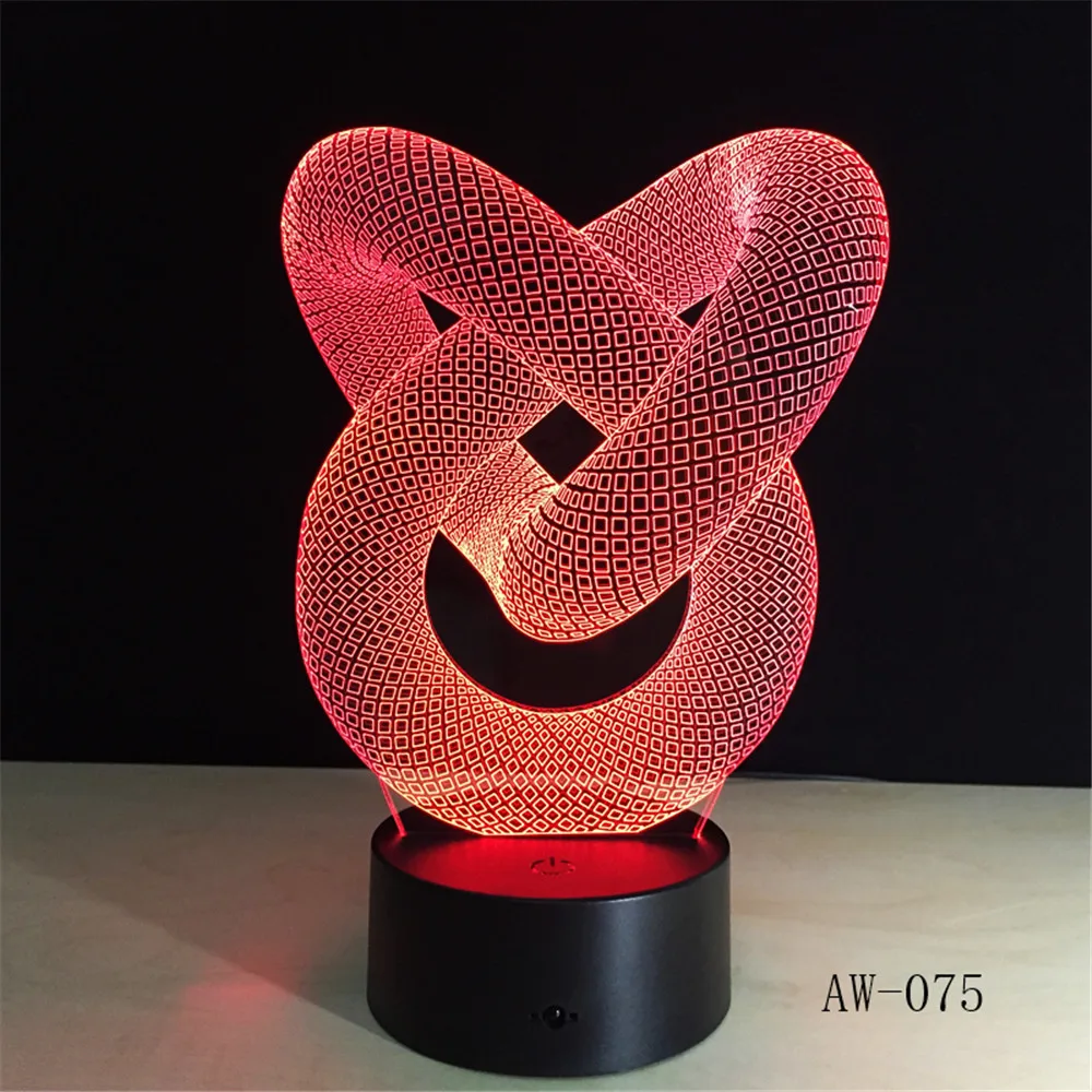 Абстрактная светодиодсветодиодный лампа Love Knot ночник с сенсорным управлением и