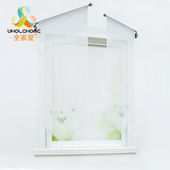 

Roman Tulle Curtain Embroidered Classic Lace Voile Screening Drape For Kitchen Balcony Window Drapery Valance Panel 1PCS/Lot