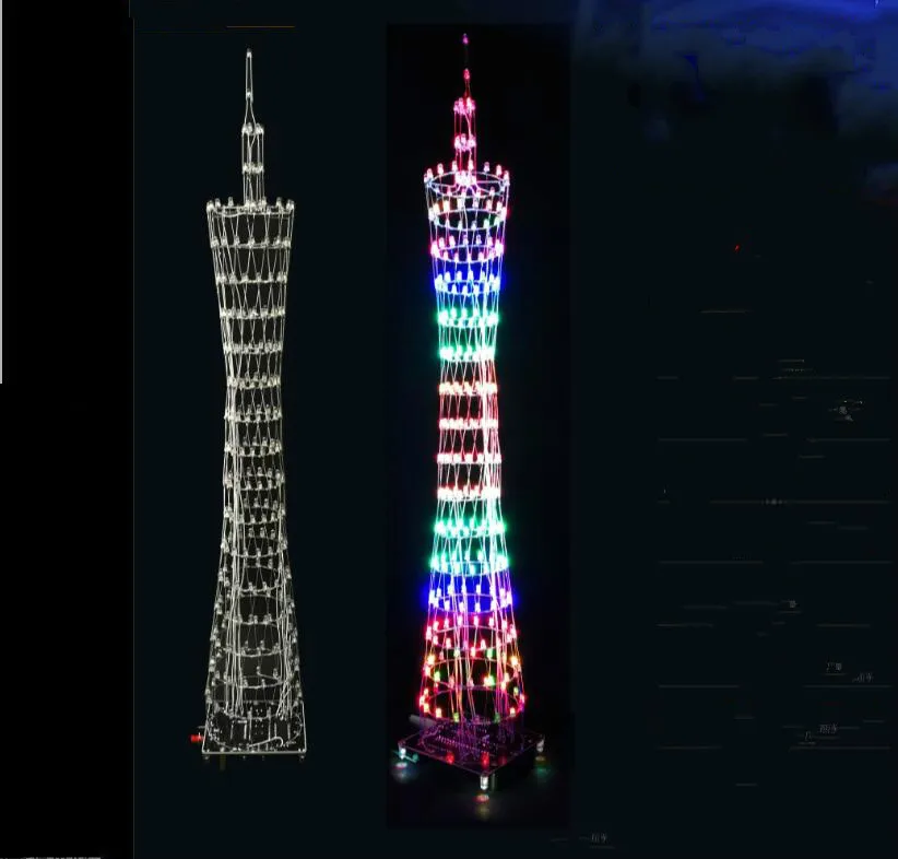 

GHXAMP Bluetooth Speaker Guangzhou Tower DIY Electronic Kits LED Colorful lights MCU Music Spectrum Electronic Kits 1pc