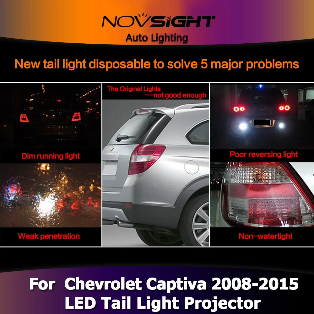 NOVSIGHT 2 шт. светодиодный DRL тормозной задний фонарь задний Светильник проектор подходит для Chevrolet Captiva 2008