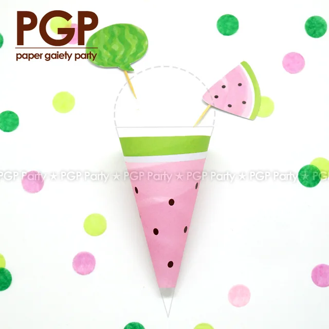 Pgp 12pcs Watermelon Icecream Cone Summer Rio Theme Kids Girls