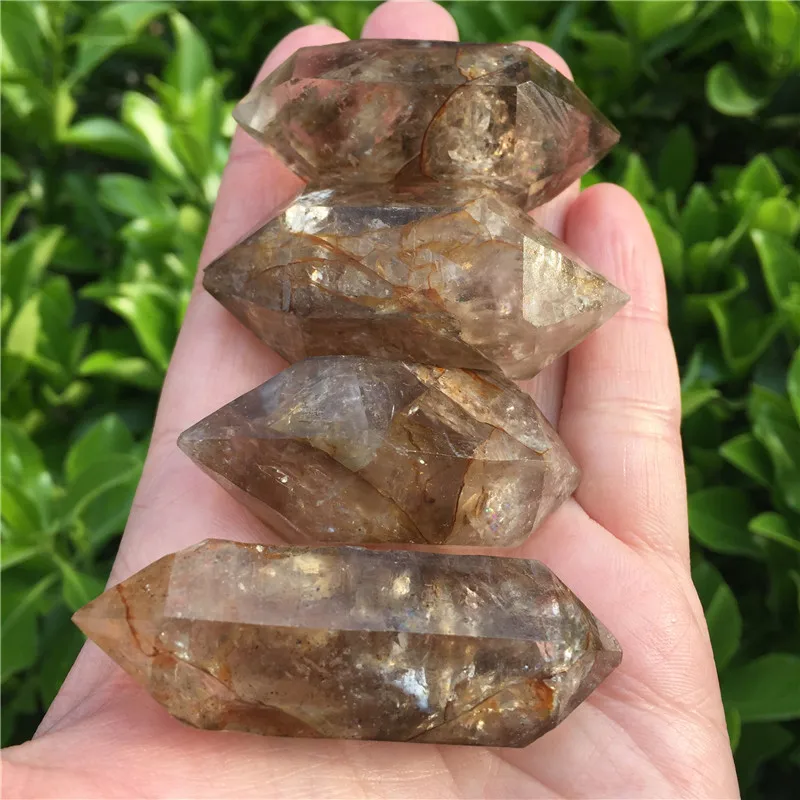 

4pcs Natural Smoky Quartz Crystal Point Quartz Crystal Tower Stone Mineral Healing Home Decoration Collection