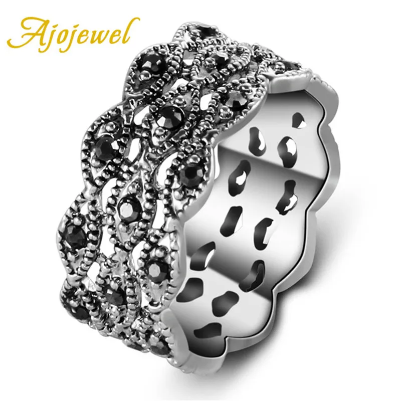 

Ajojewel Black Stone Antique Ring 3 Layer Rhinestone Eye Statement Rings For Women Vintage Jewelry Drop Shipping Wholesale