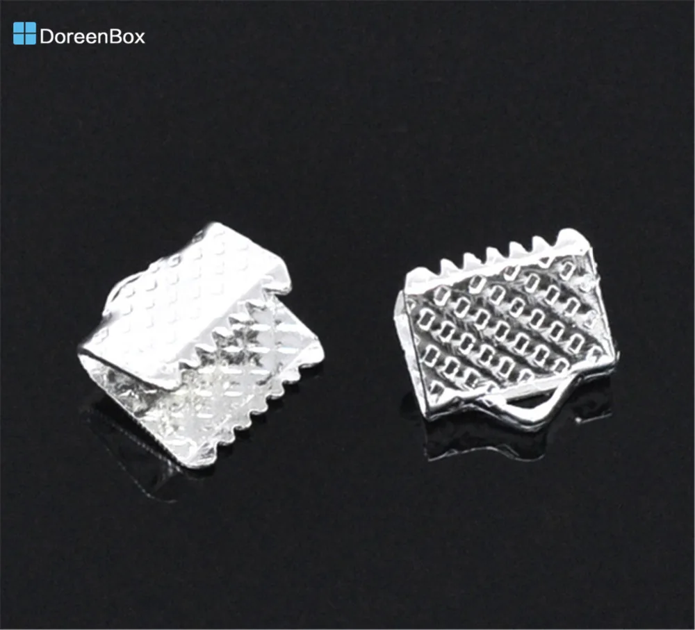 

Doreen Box Lovely 200 Silver color Textured End Caps Crimp Beads 8x8mm (B12661)