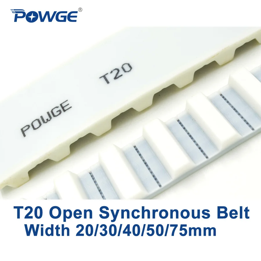 POWGE Trapezoid T20 Open synchronous belt width 20/30/40/50/75mm