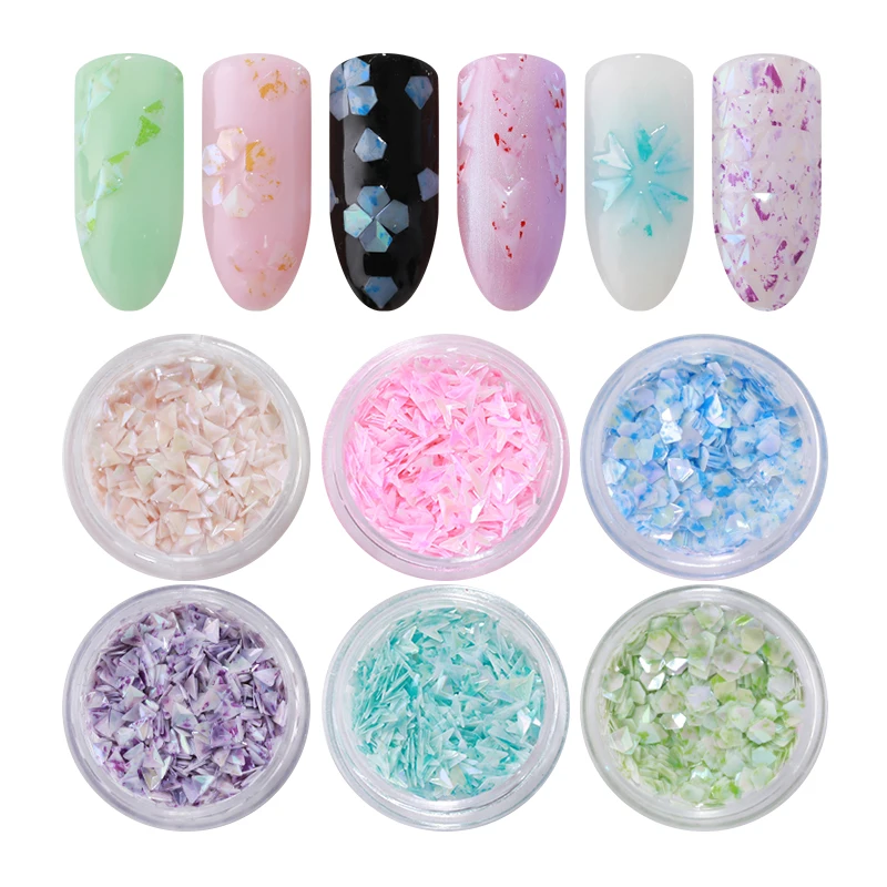 

6 Boxes Nail Sequins Paillette Arrow Flakies Candy Nail Color Manicure 3D Nail Art Decoration